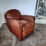 Leather club armchair, art deco