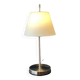 Lampe en métal argenté et verre blanc H 50 cm Diamètre max 22 cm