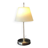 Lamp in silver metal and white glass H 50 cm Max diameter 22 cm