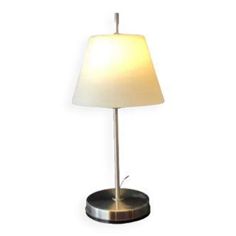 Lamp in silver metal and white glass H 50 cm Max diameter 22 cm
