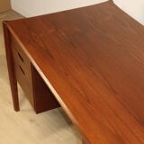 Vintage desk by Wilhelm Renz in double-sided teak, 1960s