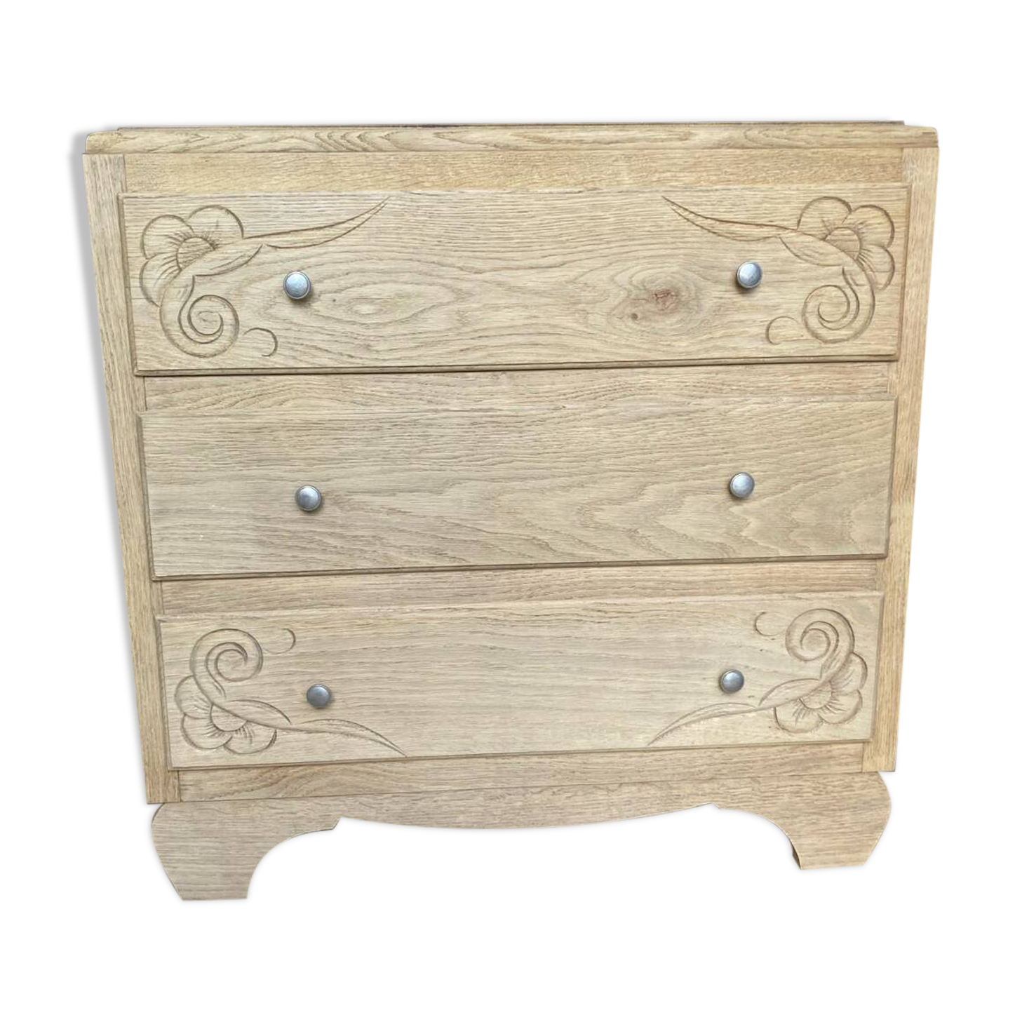 ART DÉCO chest of drawers in raw oak with beautiful mouldings