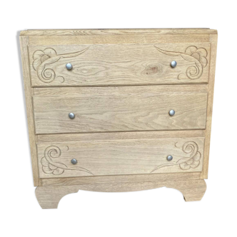 ART DÉCO chest of drawers in raw oak with beautiful mouldings