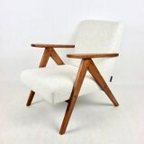 Vintage Ivory White Boucle Model B-310 Armchair, 1970s