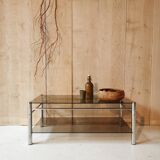 Glass and chrome metal table