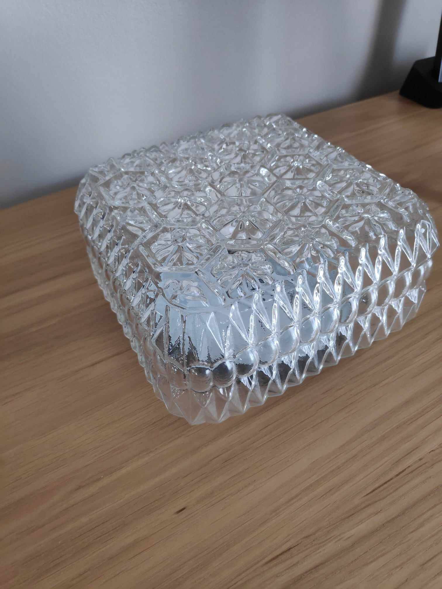 Vintage square worked glass ceiling light