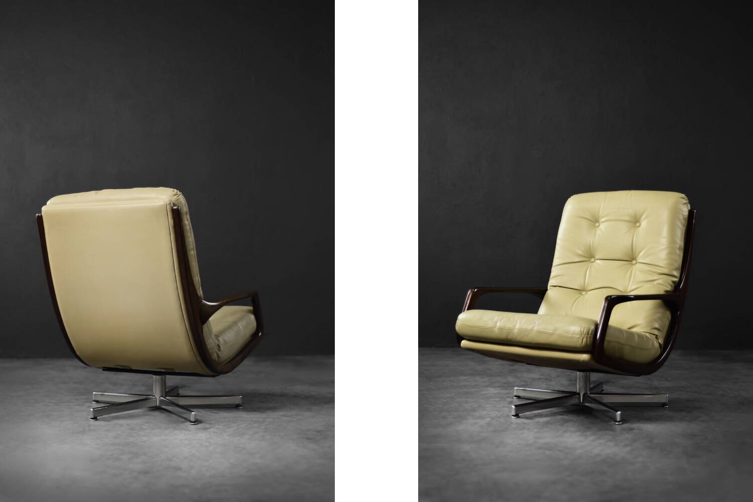Swivel armchair in leather by Eugen Schmidt, Germany 1960