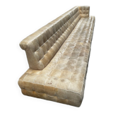 Beige leather bench