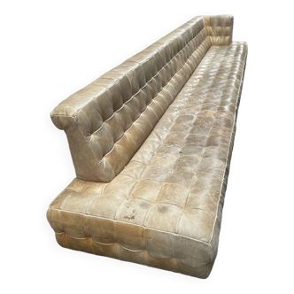 Beige leather bench