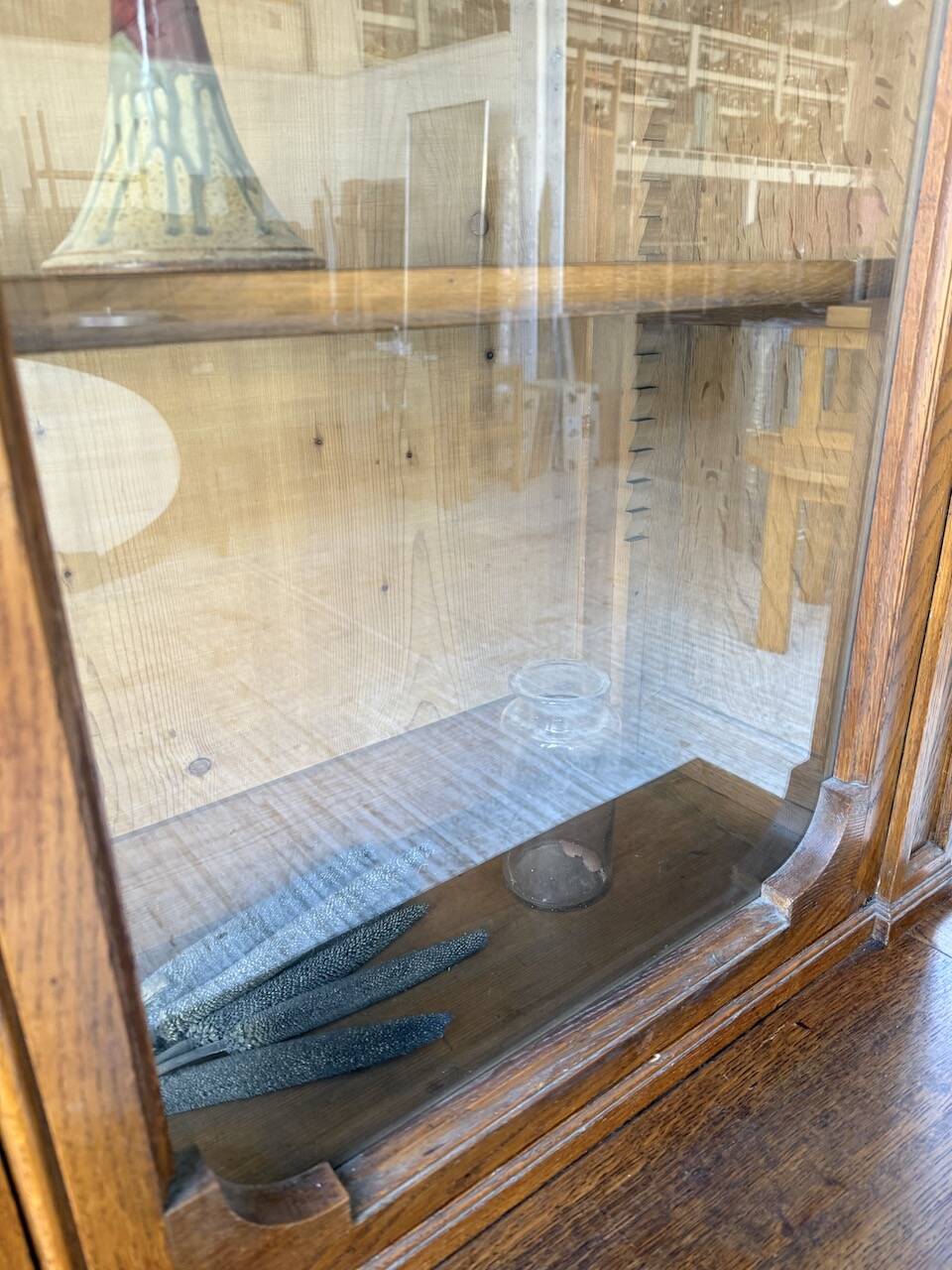 Antique XL Napoleonic oak glass bookcase, 19th century