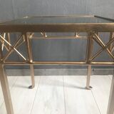 Table d'Appoint Vintage en Verre et Fonte