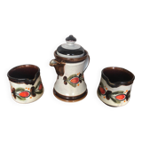 Ancienne Théière + 2 Pichets Schramberg BERNAU Céramique Décor Fleurs