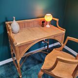 Vintage bamboo and rattan desk