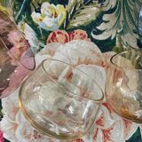 7 vintage iridescent foot glasses