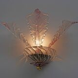 Pair of Classic Italian Murano Glass Leafs Wall Sconces, 1960s