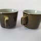 Vintage stackable stoneware coffee cup duo – Japan ceramics 1970