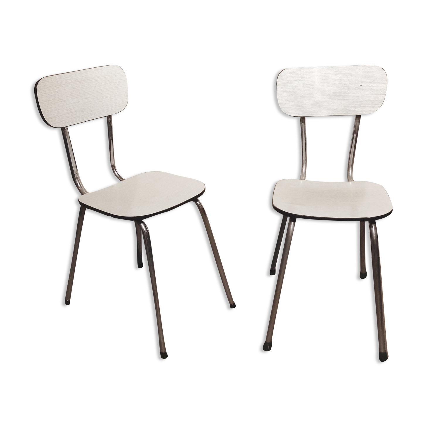 Paire de chaises formica blanches vintage