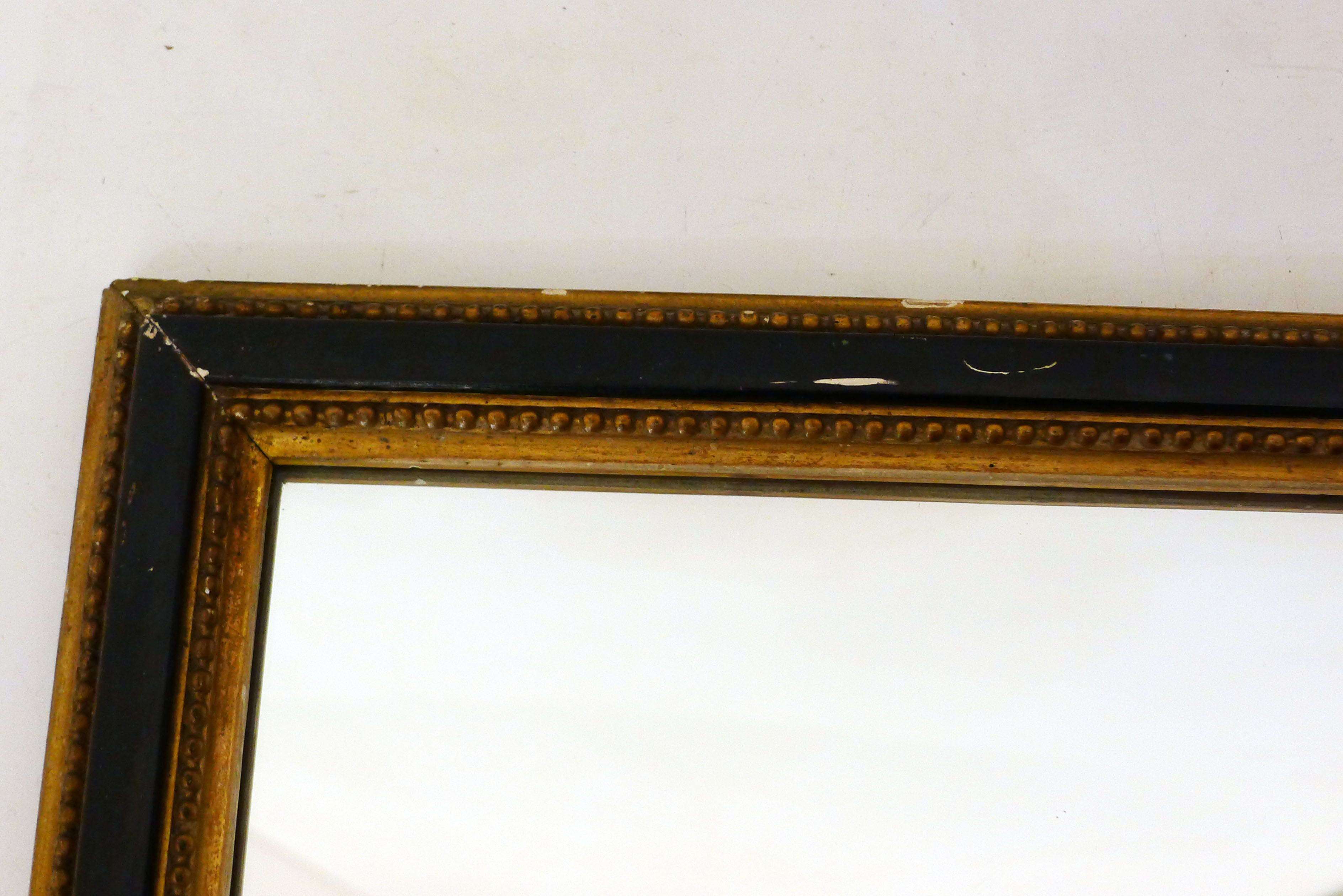 Miroir noir et frises de perles dorées - 42x42cm