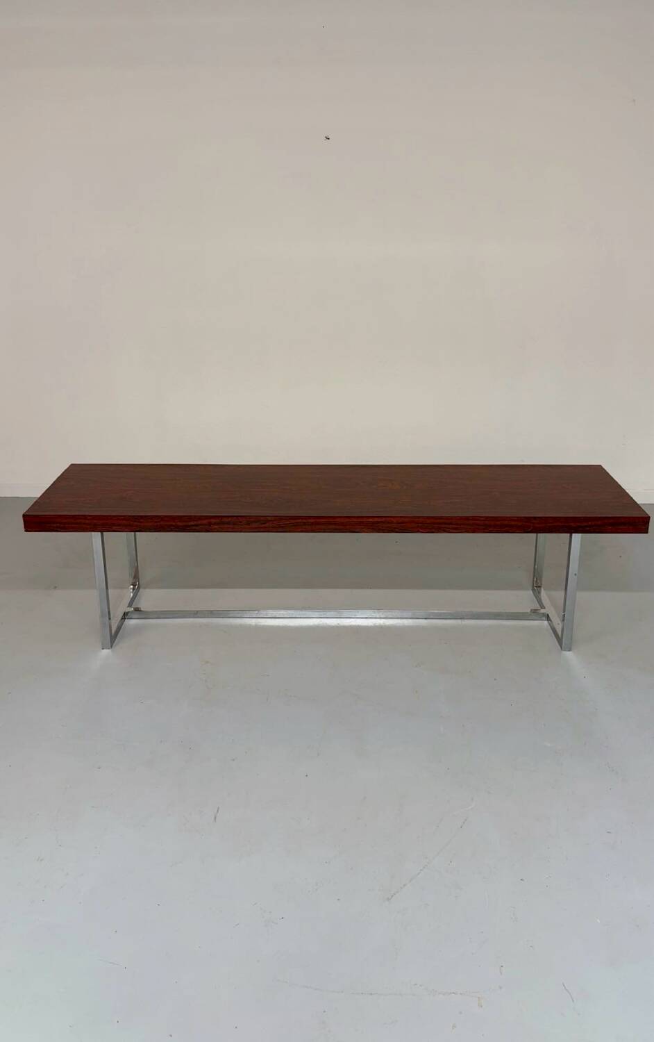 Antique and XXL Italian design coffee table from the 70s, rosewood veneer