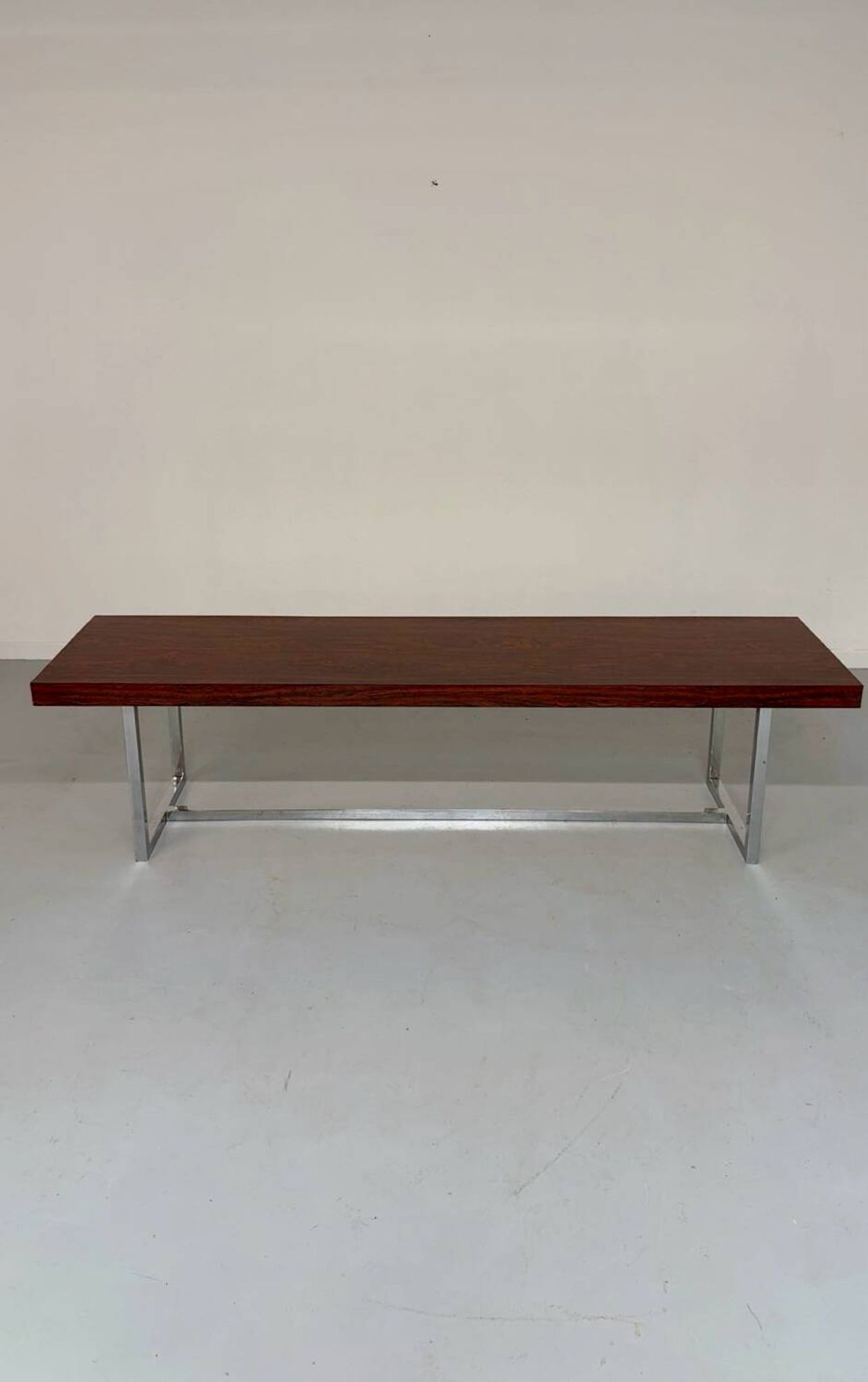 Antique and XXL Italian design coffee table from the 70s, rosewood veneer