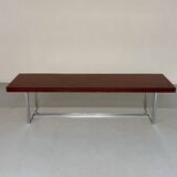 Antique and XXL Italian design coffee table from the 70s, rosewood veneer
