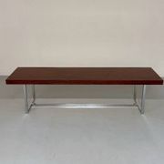 Antique and XXL Italian design coffee table from the 70s, rosewood veneer