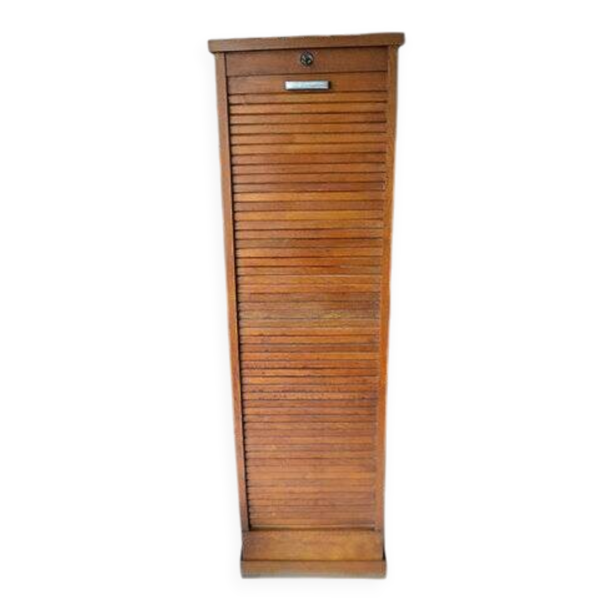 1950s curtain cabinet oak storage unit