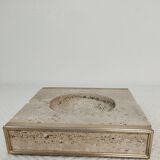 Travertine and brass ashtray