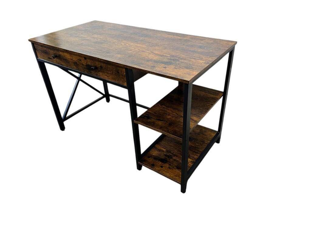 Vintage wooden console / desk with black frame