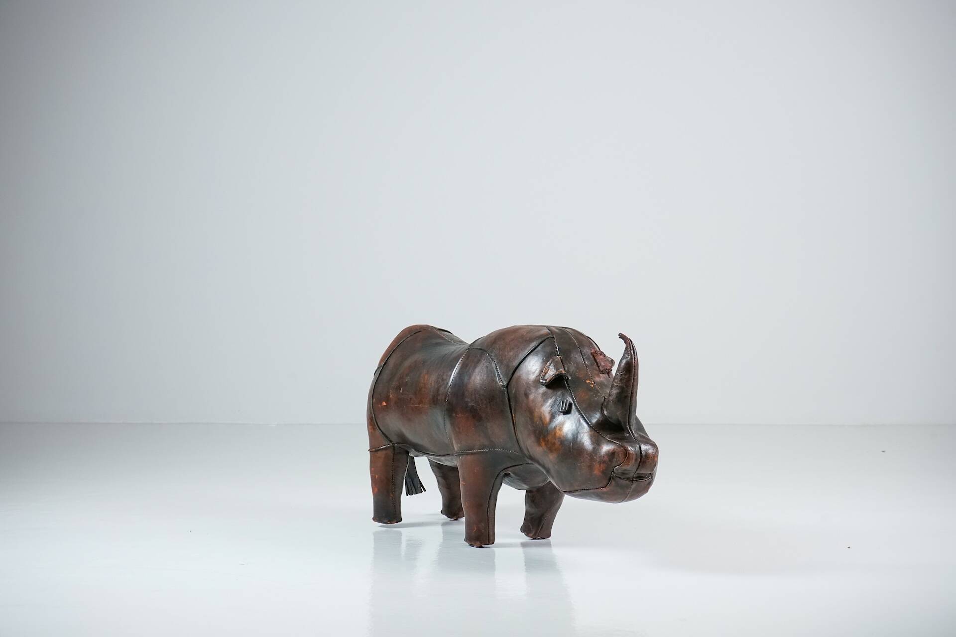 Rhinoceros Leather Footstool by Dimitri Omersa