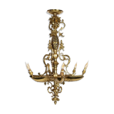 Lustre en bronze doré d'epoque napoléon iii, 6 lumières