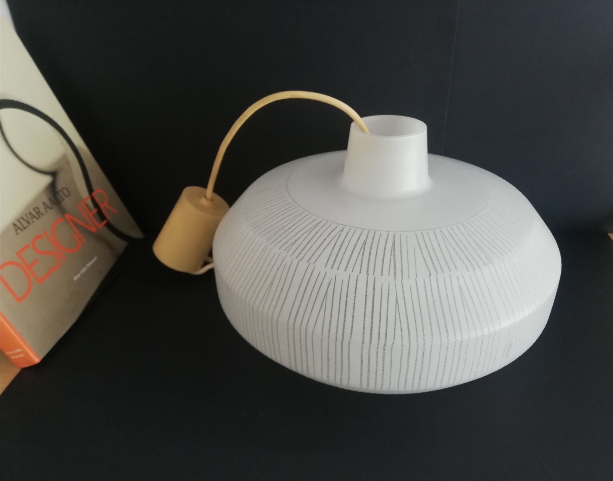 Danish modern mid-century 1950s glass ceiling lamp