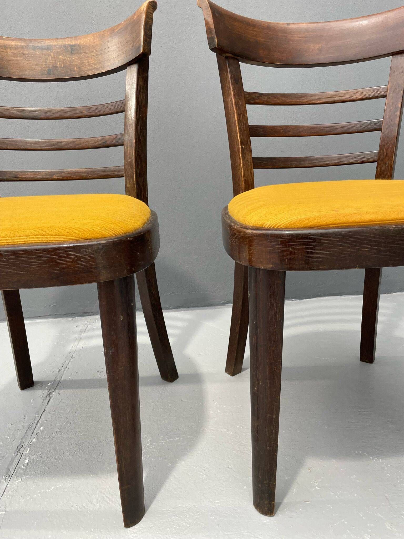 Pair of dining chairs by INTERIER n. p. Praha, wooden dining seating, 1974