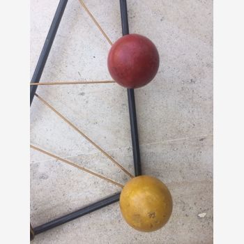 Wall coat holder 5 patères balls, 50s
