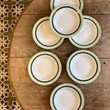 Set of 7 antique deep plates Salins - green Texas -