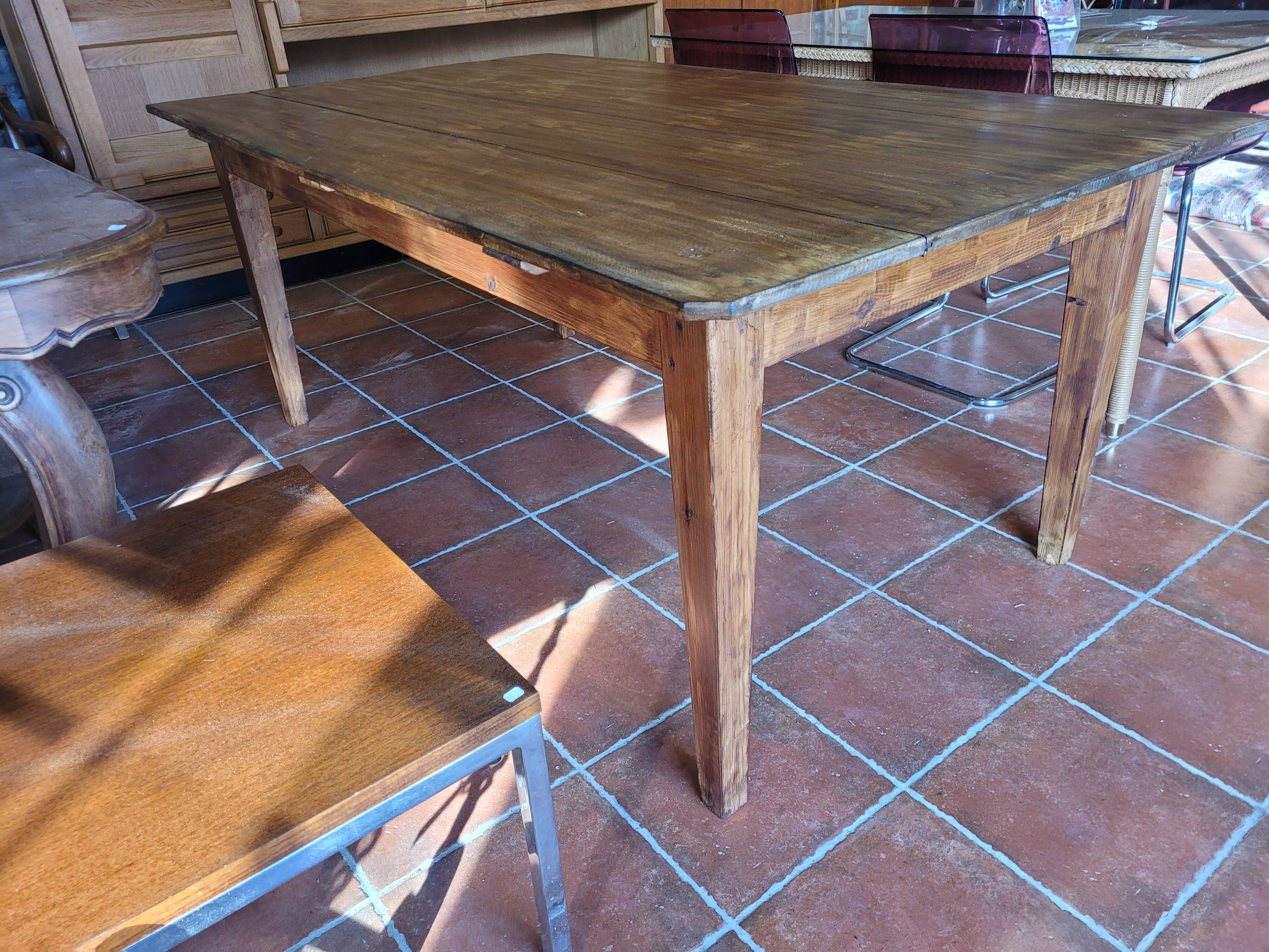 Old fir farm table, 180×102cms