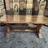 Oak monastery table with 2 extensions