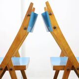 Mid-century Italian Wooden Dining Set of 5 in Blue