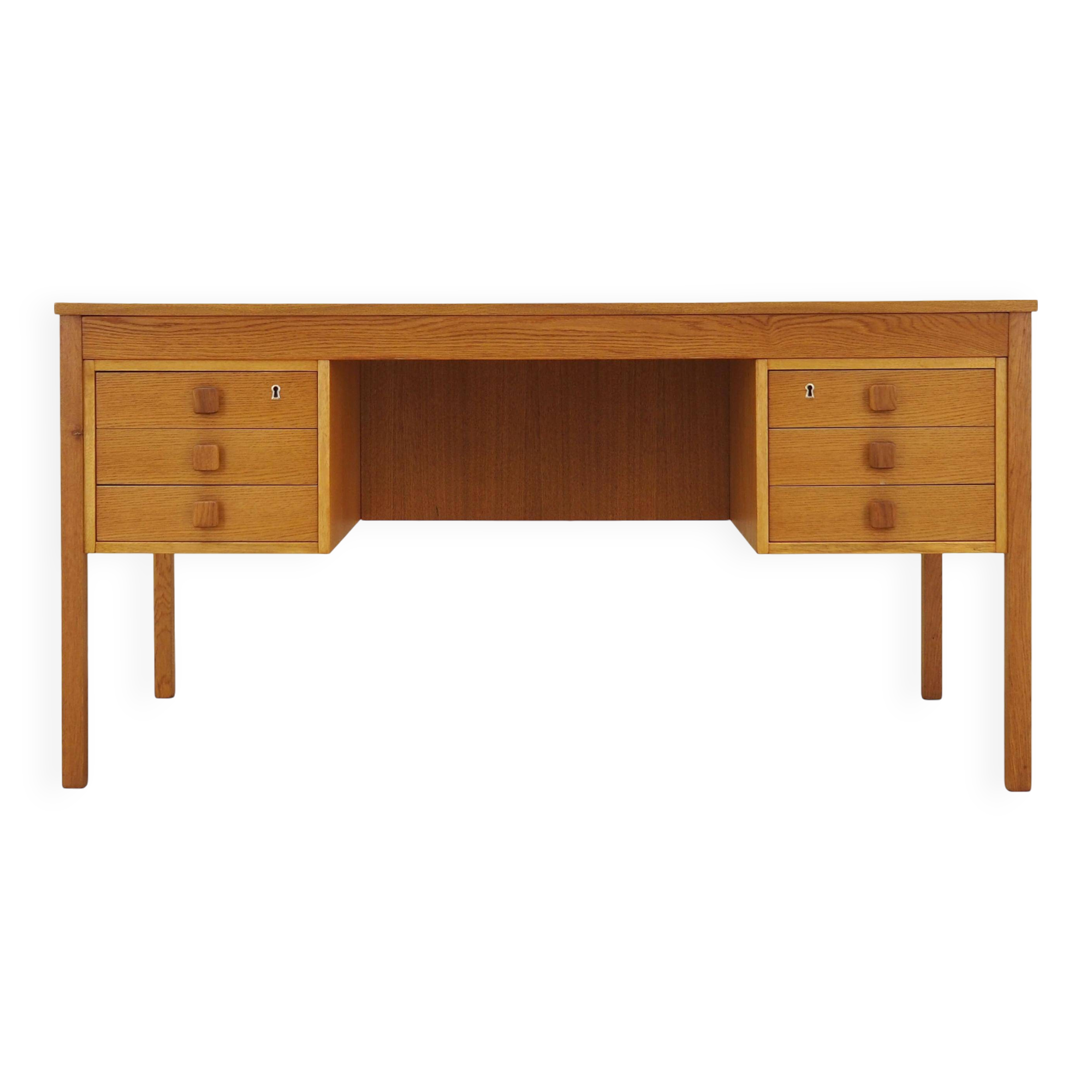 Ash wood desk, Danish design, 1970s, manufacturer: Domino Møbler
