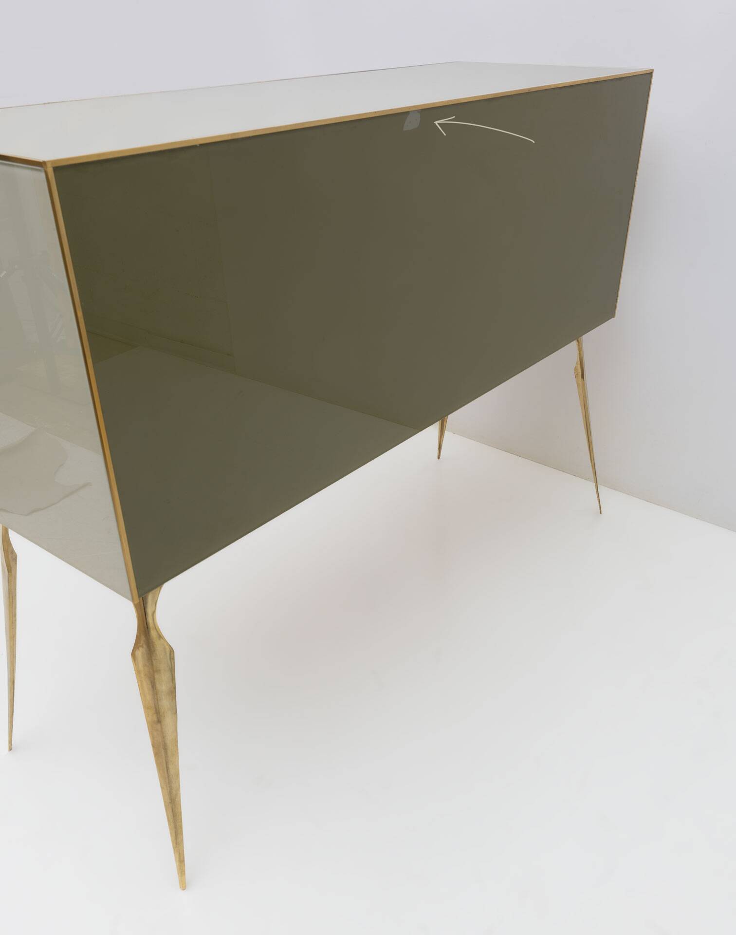 Postmodern Italian Dresser/Chest Colored Glass and Brass, 1980s
