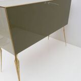 Postmodern Italian Dresser/Chest Colored Glass and Brass, 1980s