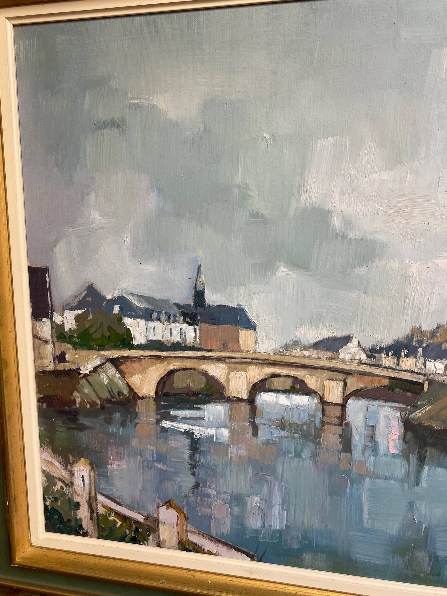 oil painting signed jp le bras painter of the navy port breton view from the p