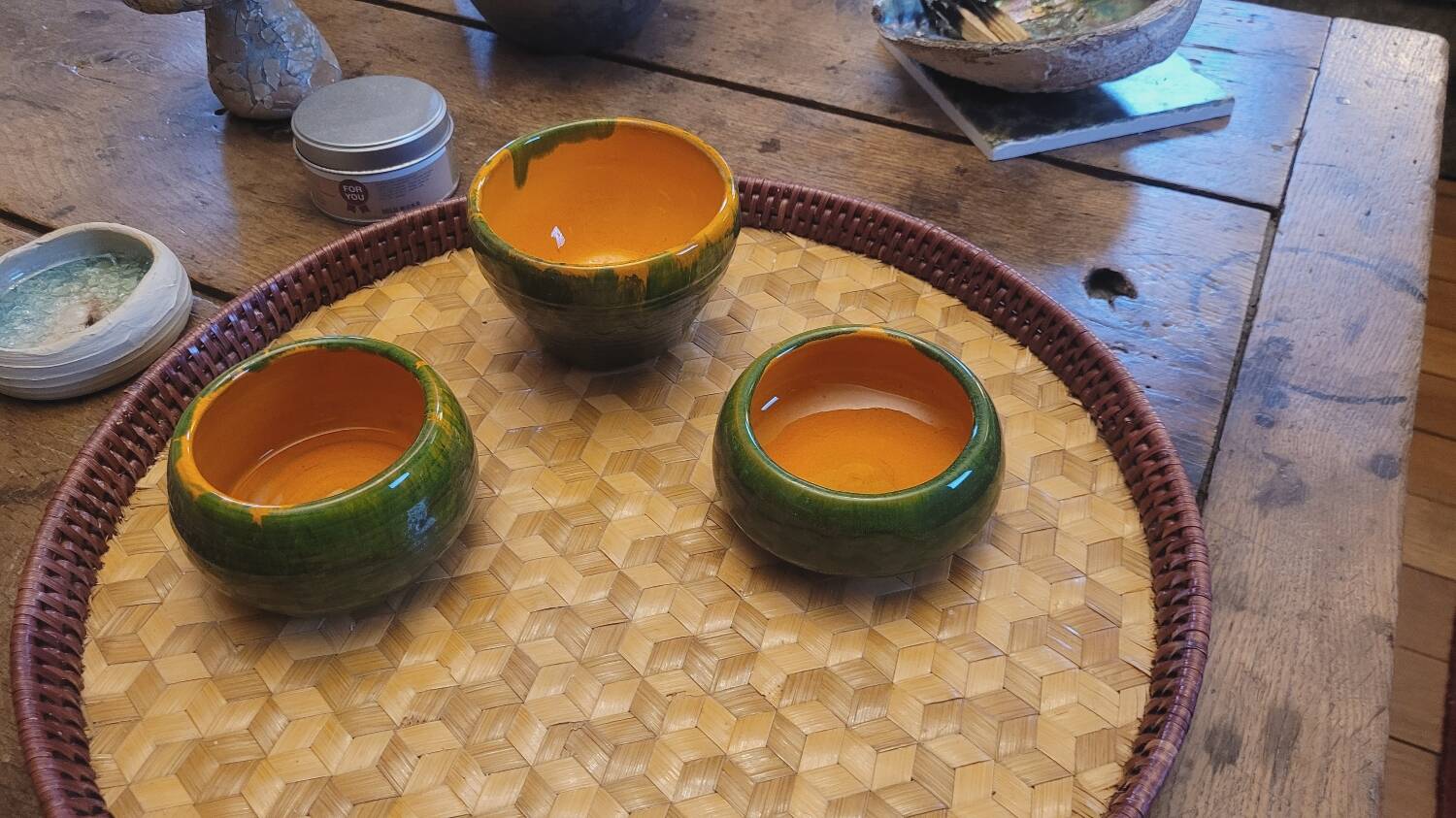 Small handmade bamboo tray from Cambodia
