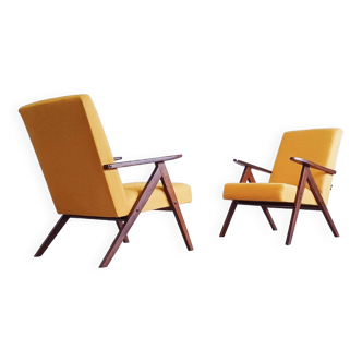 Mid Century Easy Chair Model B 310 Var in Yellow Tweed