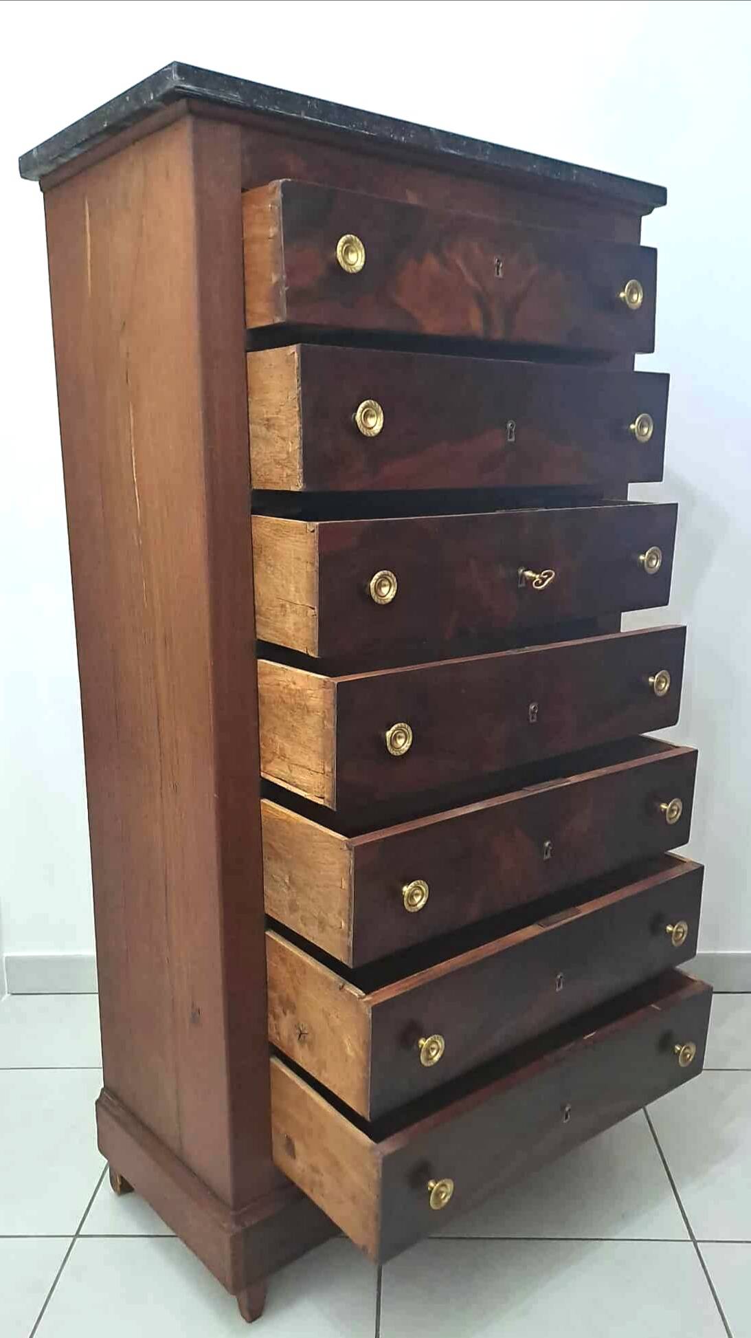 Semainier acajou Empire Restauration