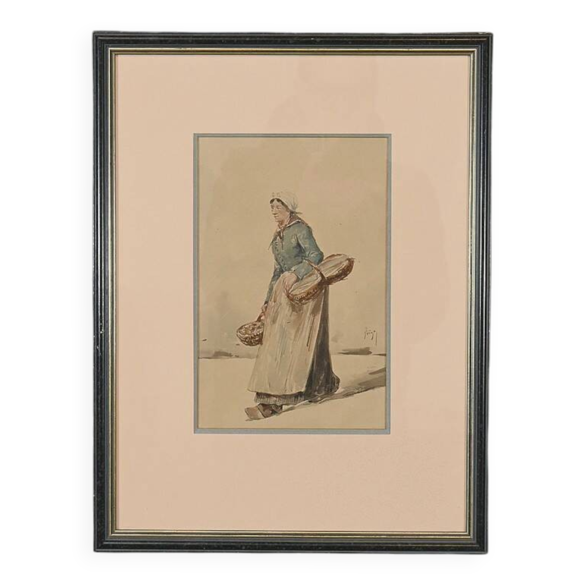 Watercolour "The Nantes Trader", signed Z. Trigo – Late 19th century