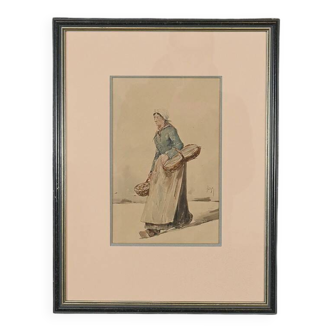 Watercolour "The Nantes Trader", signed Z. Trigo – Late 19th century