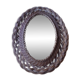 Vintage oval wicker mirror