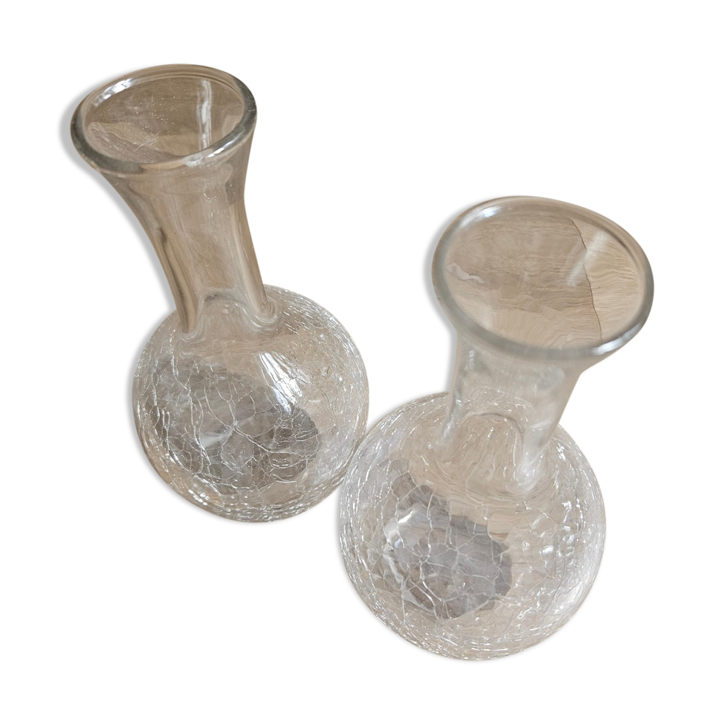 Pair of cracked glass vases