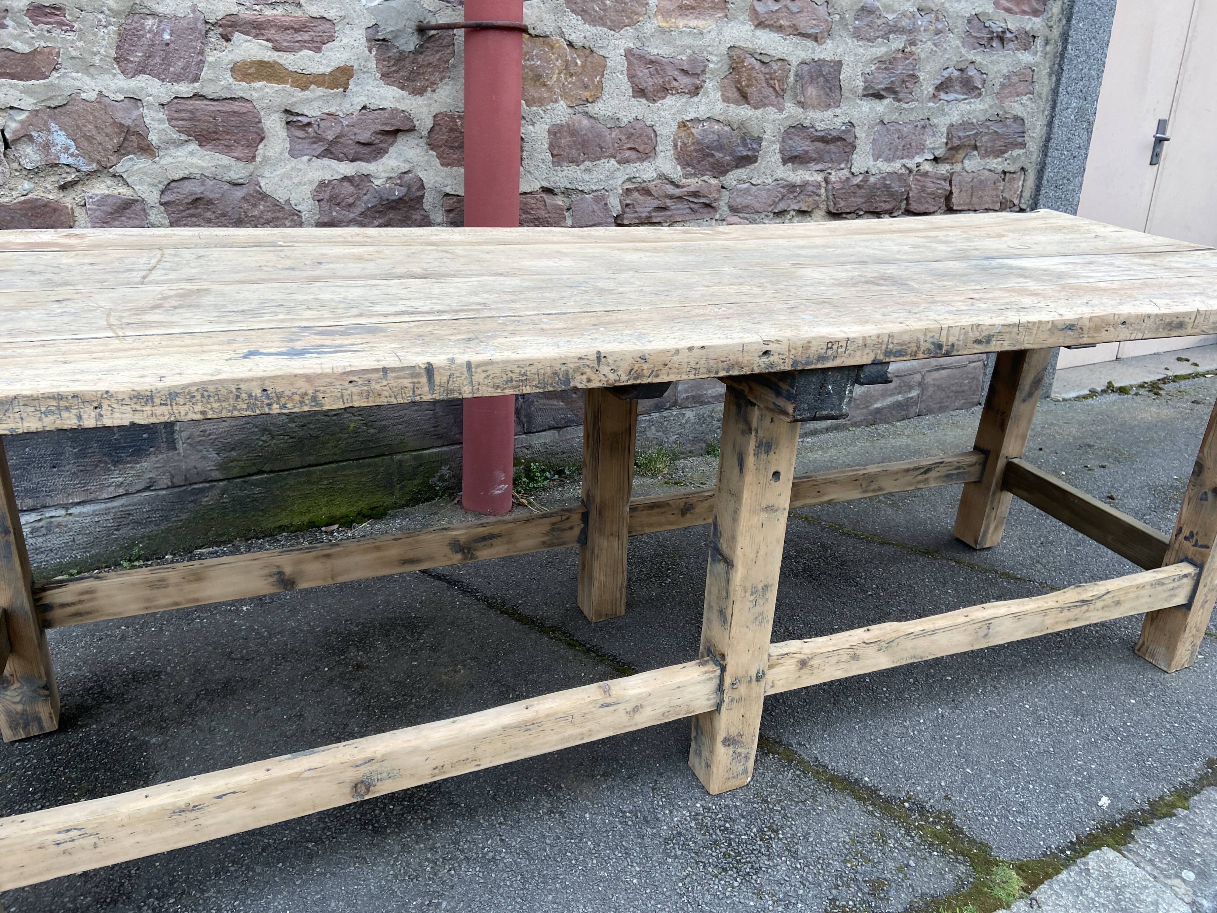 Huge vintage workshop workbench table 245cm
